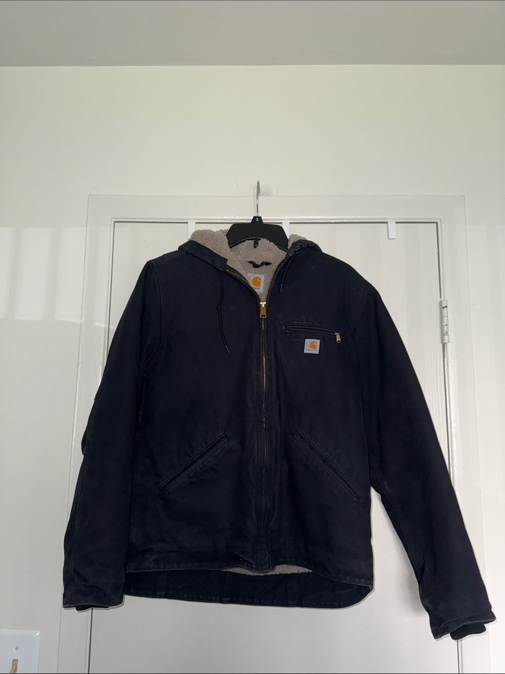Carhartt Black Hooded Sherpa-Lined Field Jacket